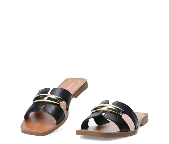Sandalias de Mujer Bottero Slide con Detalle Metálico Negro