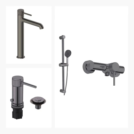 Juego De Griferia Incluye Lavatorio Alto,Bidet Y Ducha Exterior 000
