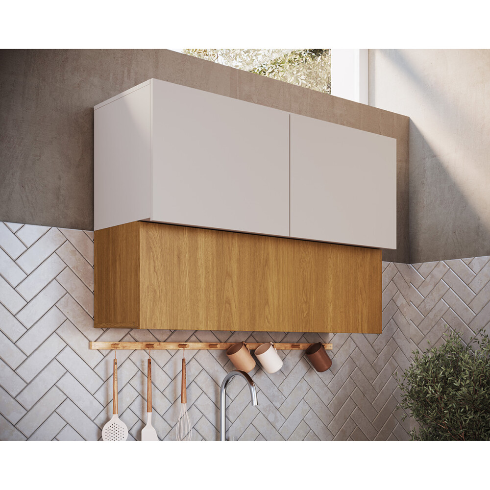 ORGANIC MÓDULO AEREO3 PUERTAS 2 NIVELES 1.20 MTS COLOR BLANCO/MADERA Organic Módulo Aereo3 Puertas 2 Niveles 1.20 Mts Color Blanco/madera
