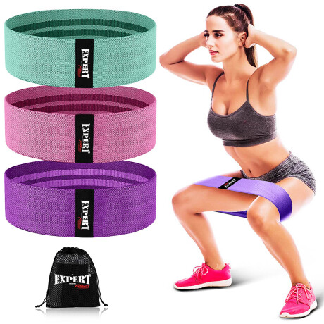 Set 3 Banda Resistencia Circular Tela Elástica Yoga Multicolor 2