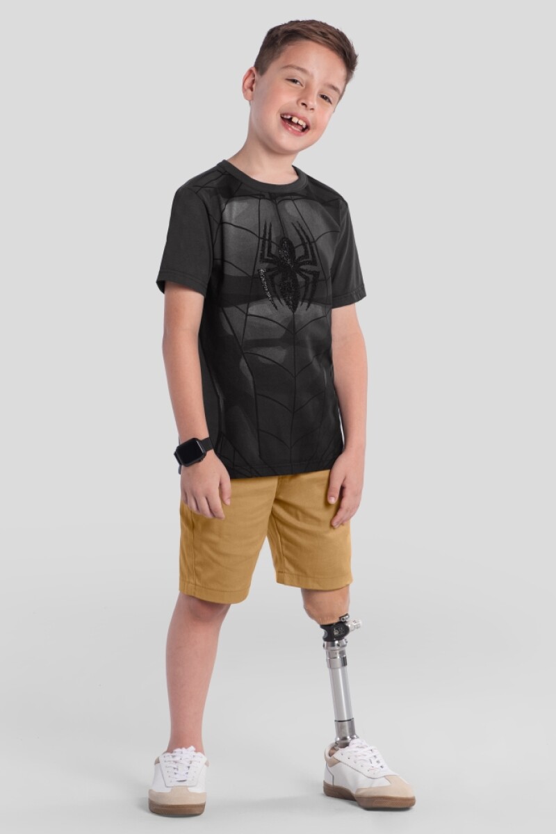 Remera con Serigrafia Gris Oscuro