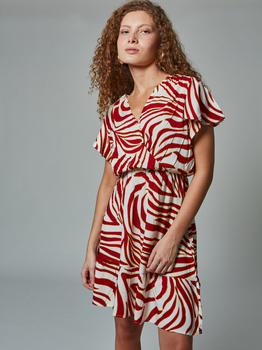 Vestido estampado - ladrillo 