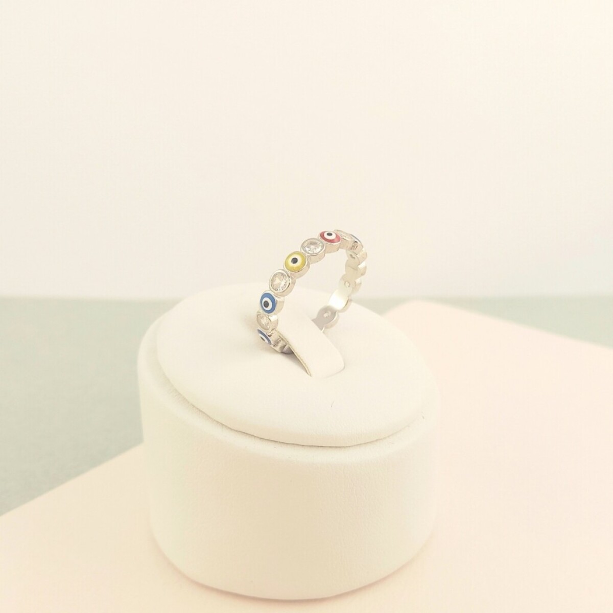 Anillo de Plata 925 con esmalte y Circonias - Diametro interno entre 15 mm y 19 mm 