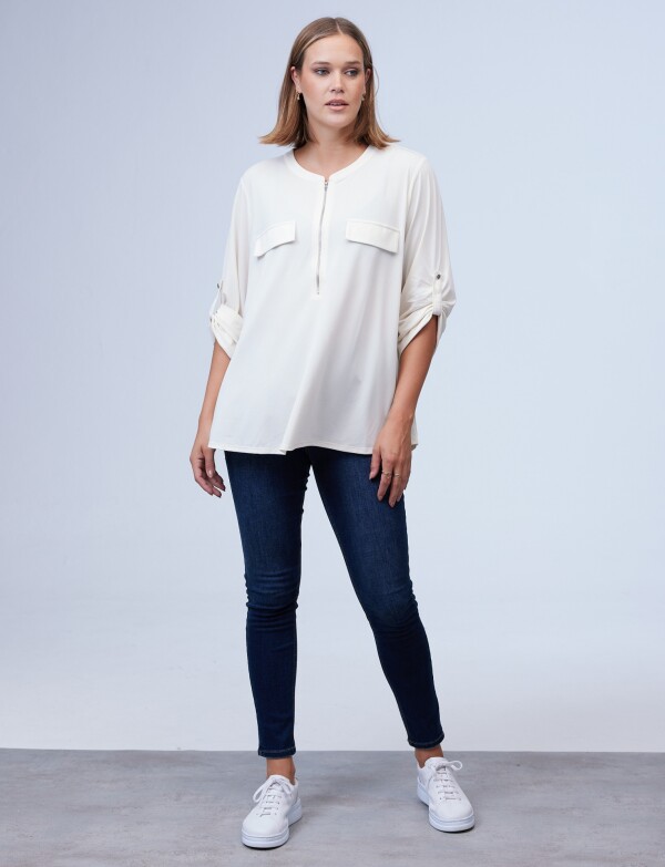 Blusa Oversize Zip CRUDO