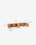 Mueble TV Rasha 4 puertas de chapa de roble con acabado natural 200 x 45 cm Mueble TV Rasha 4 puertas de chapa de roble con acabado natural 200 x 45 cm