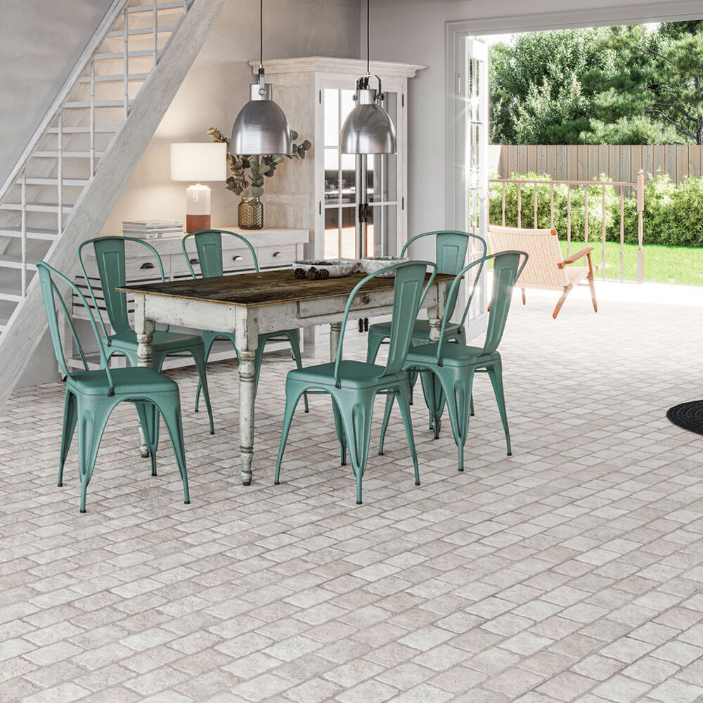 PORCELANATO PARA EXTERIOR <br /> BORGOGNA WHITE COBBLESTONE "A" 44.2X66.4 CM Porcelanato Para Exterior <br /> Borgogna White Cobblestone "a" 44.2x66.4 Cm