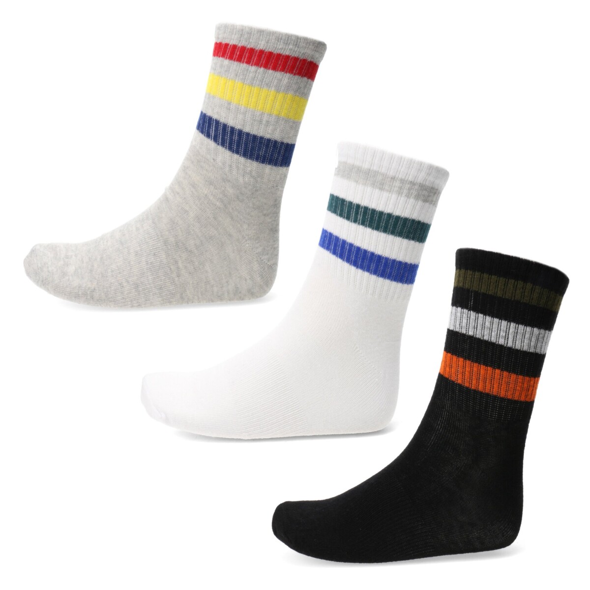 Medias de Hombre Push Media Striped pack X3 - Gris - Blanco 