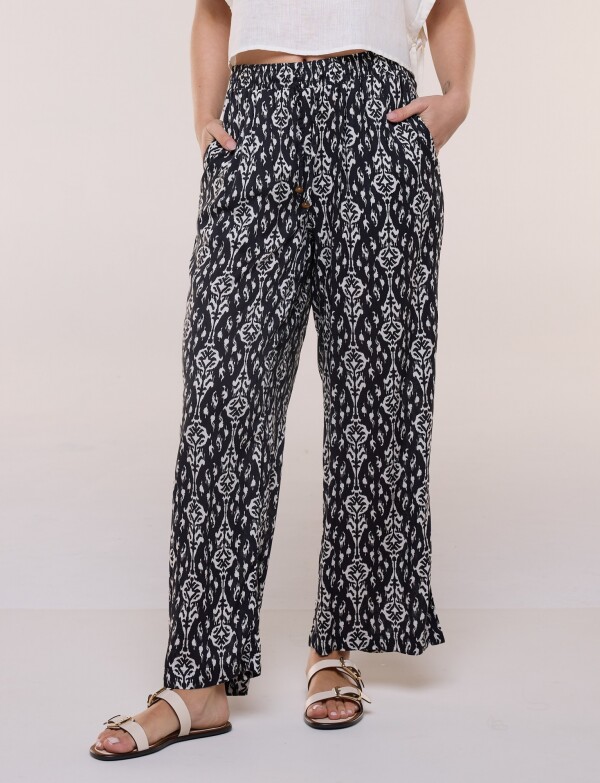 Pantalón Wide Leg Print NEGRO/BEIGE