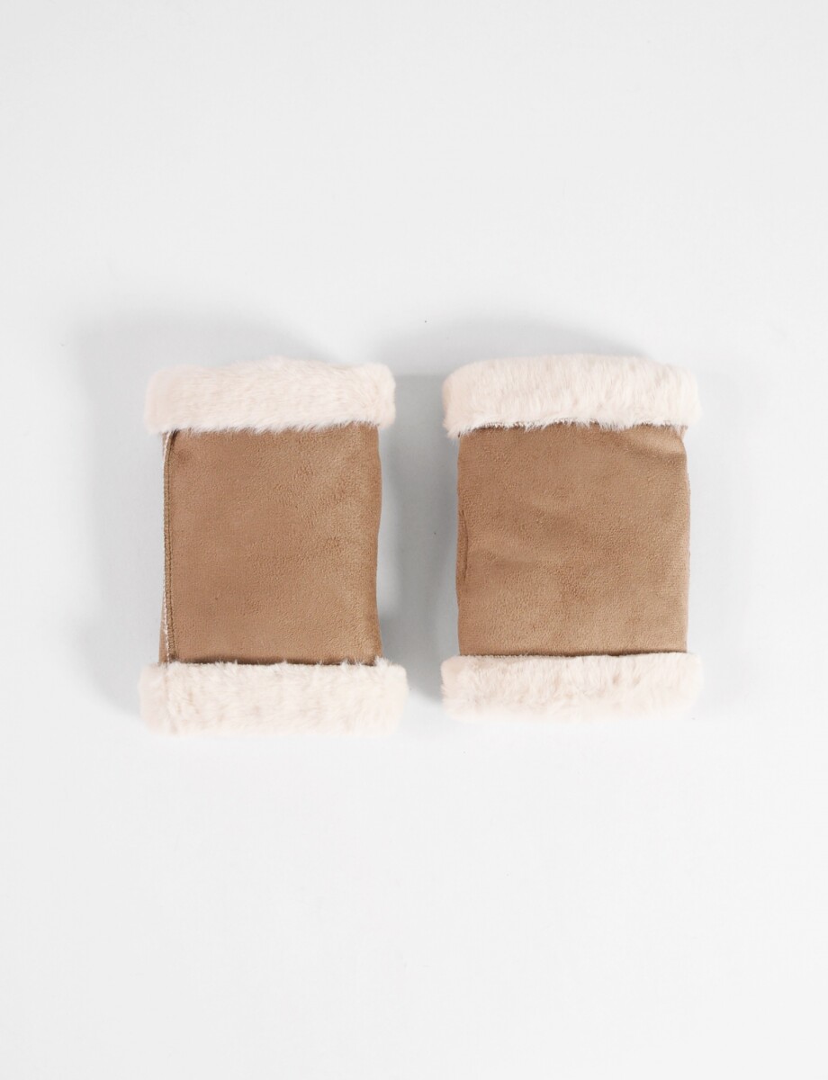 Mitones de suede con pelo - topo 