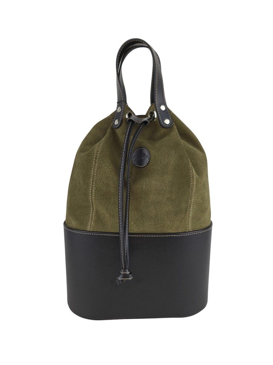 Matera bolso con división en cuero - Verde 