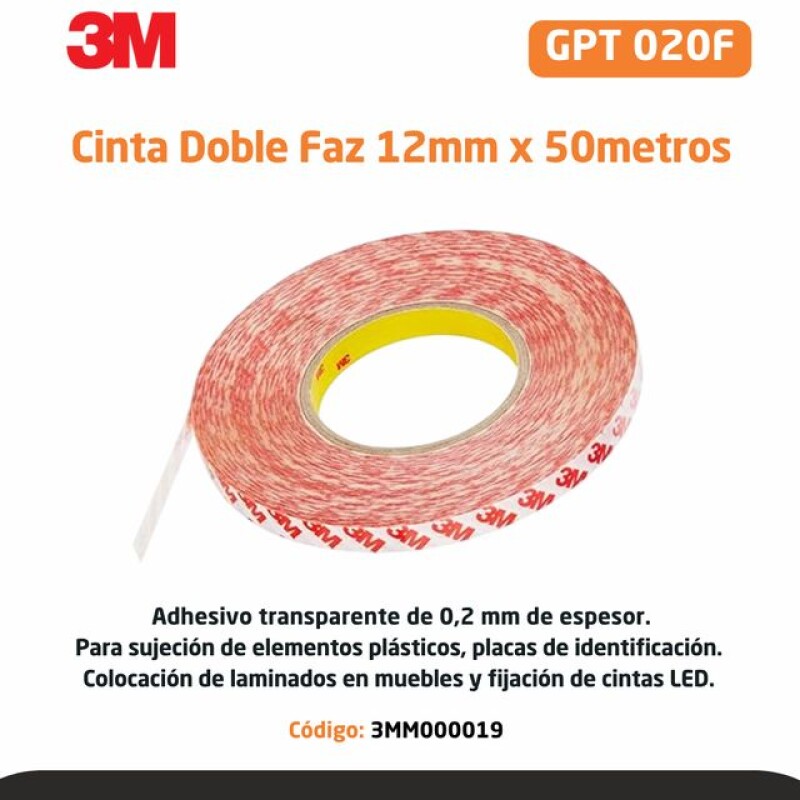 CINTA DOBLE FAZ GPT-020F 12MM X 50M - 3M CINTA DOBLE FAZ GPT-020F 12MM X 50M - 3M