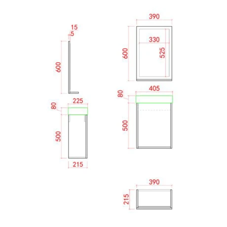MUEBLE BAÑO EN MDF CON ESPEJO Y ESTANTE BLANCO - 39X21.5X50 BLANCO