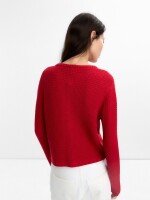 Cárdigan De Punto Con Textura rojo