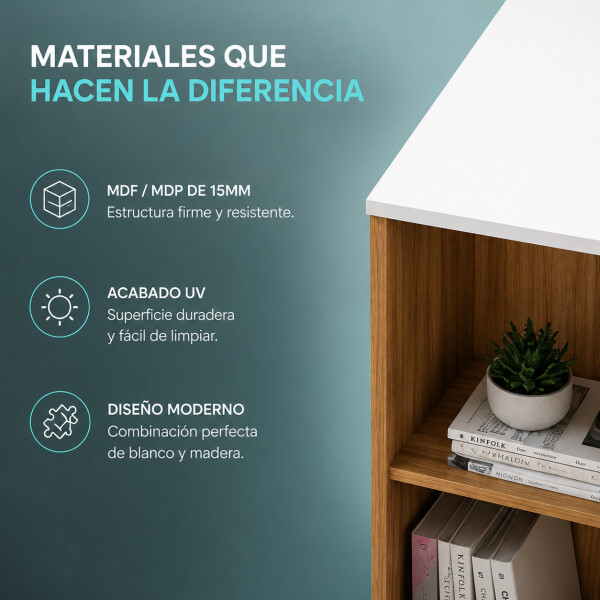 Escritorio ComboHome Nórdico Estantes Laterales 120 Cm Deco Blanco 1