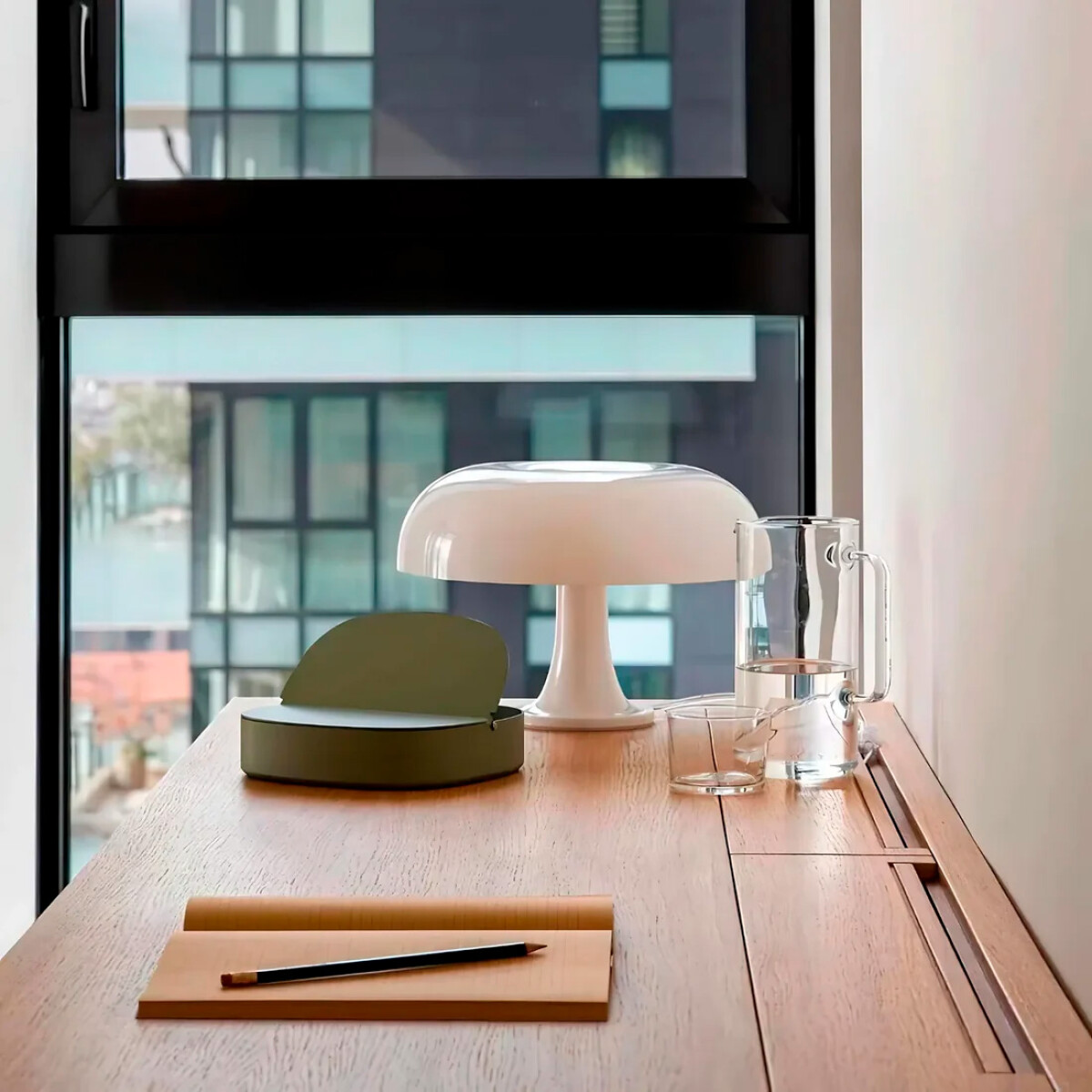 Lampara de mesa retro Mushroom - blanco 