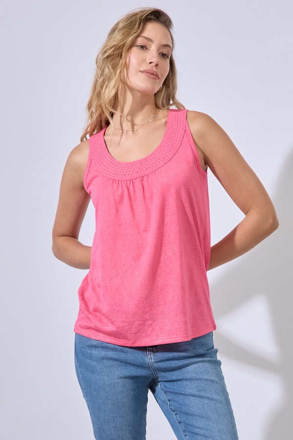 Musculosa Escote Crochet ROSA