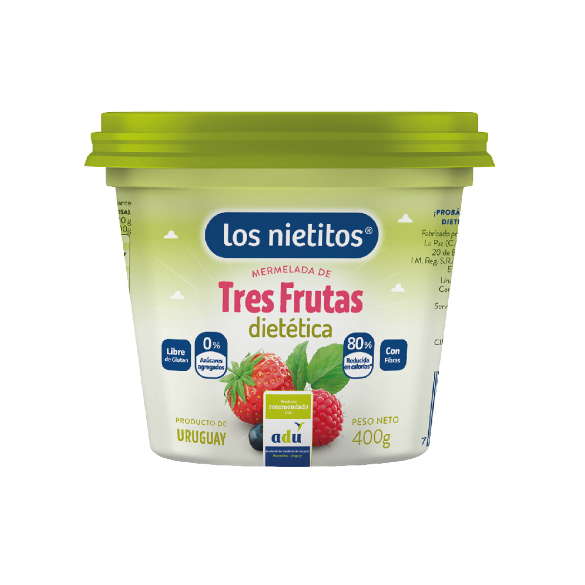 Mermelada Tres Frutos Sin Azúcar Los Nietitos 400g 