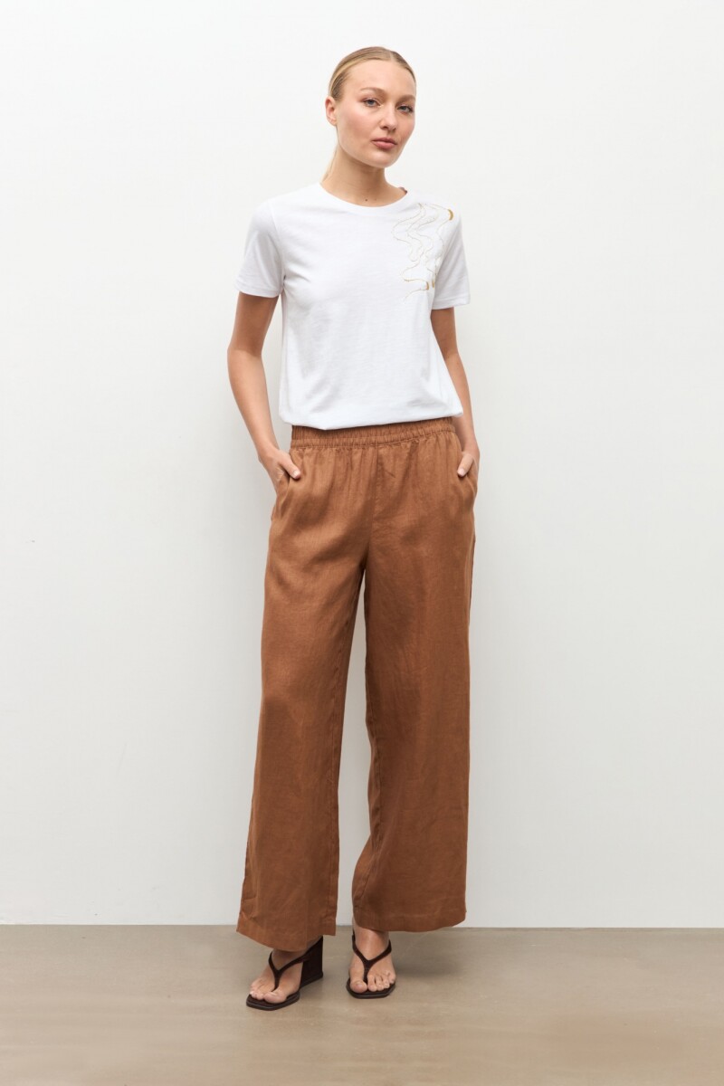 Pantalón pijama 100% Lino camel
