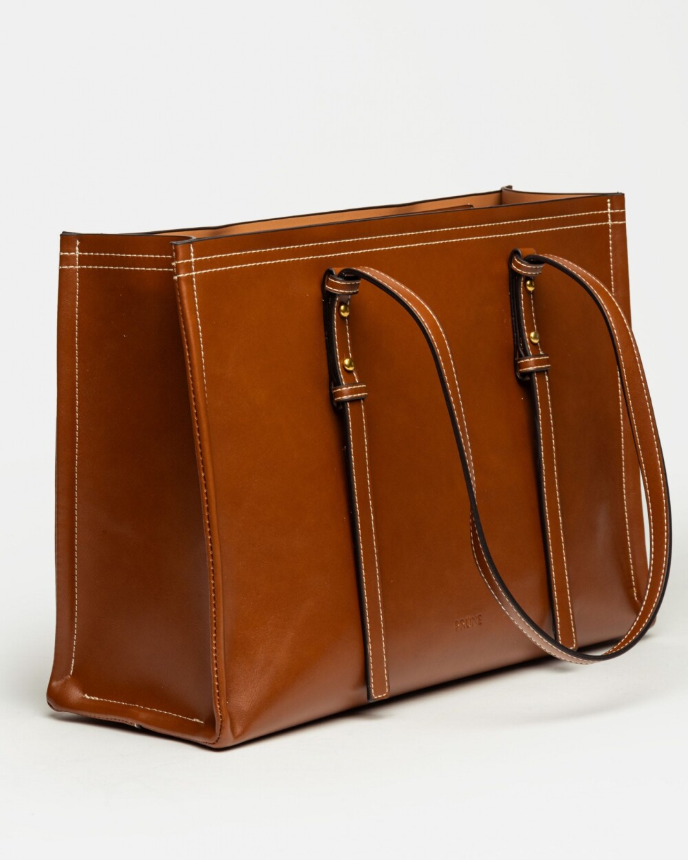 Shopper Louise en efecto cuero liso Tabaco