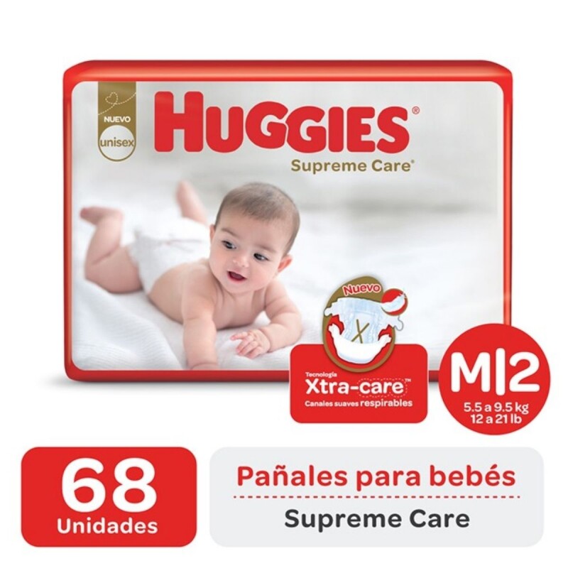 Pañales Huggies Supreme Care Unisex M X68