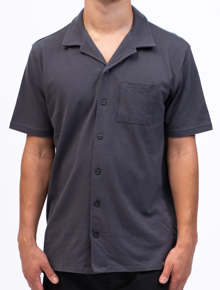Camisa Algodón Pique Santorini Gris Oscuro