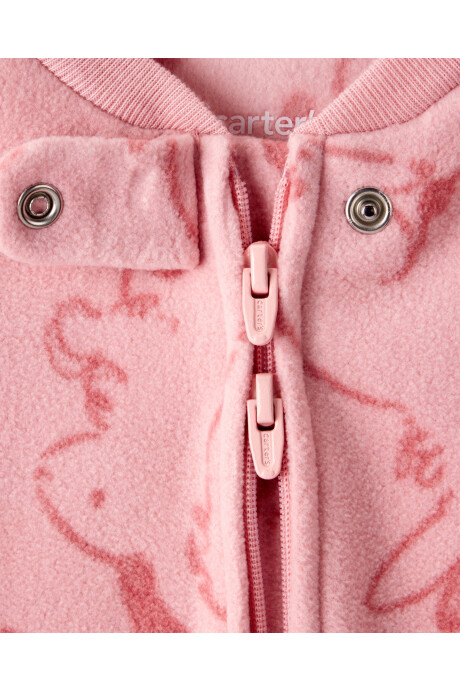 Pijama una pieza de micropolar, con pie, rosado, diseño conejos Sin color