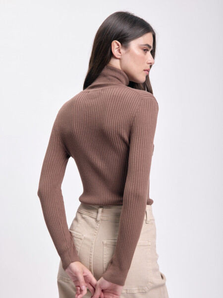 Polera punto larga Beige