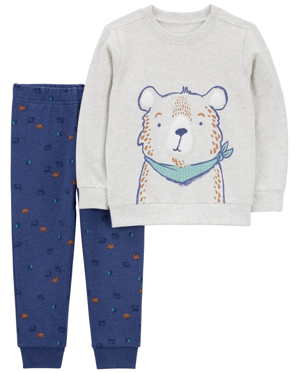 Set dos piezas de algodón, pantalón y buzo, diseño osos 