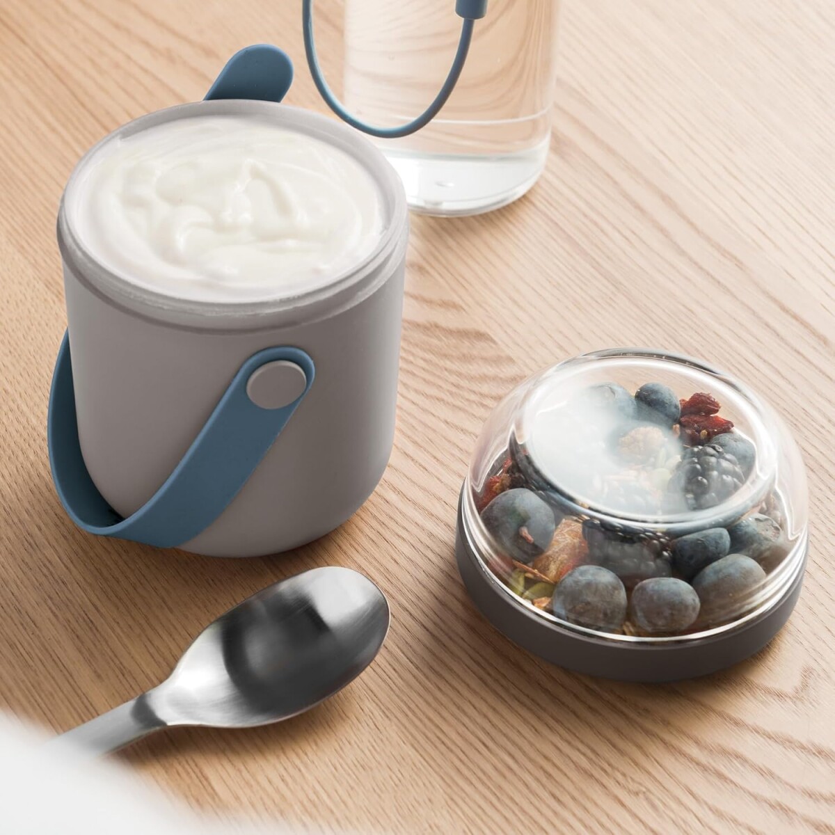 Tupper para Yogurt Hermético con Compartimientos para Cereales y Frutas 