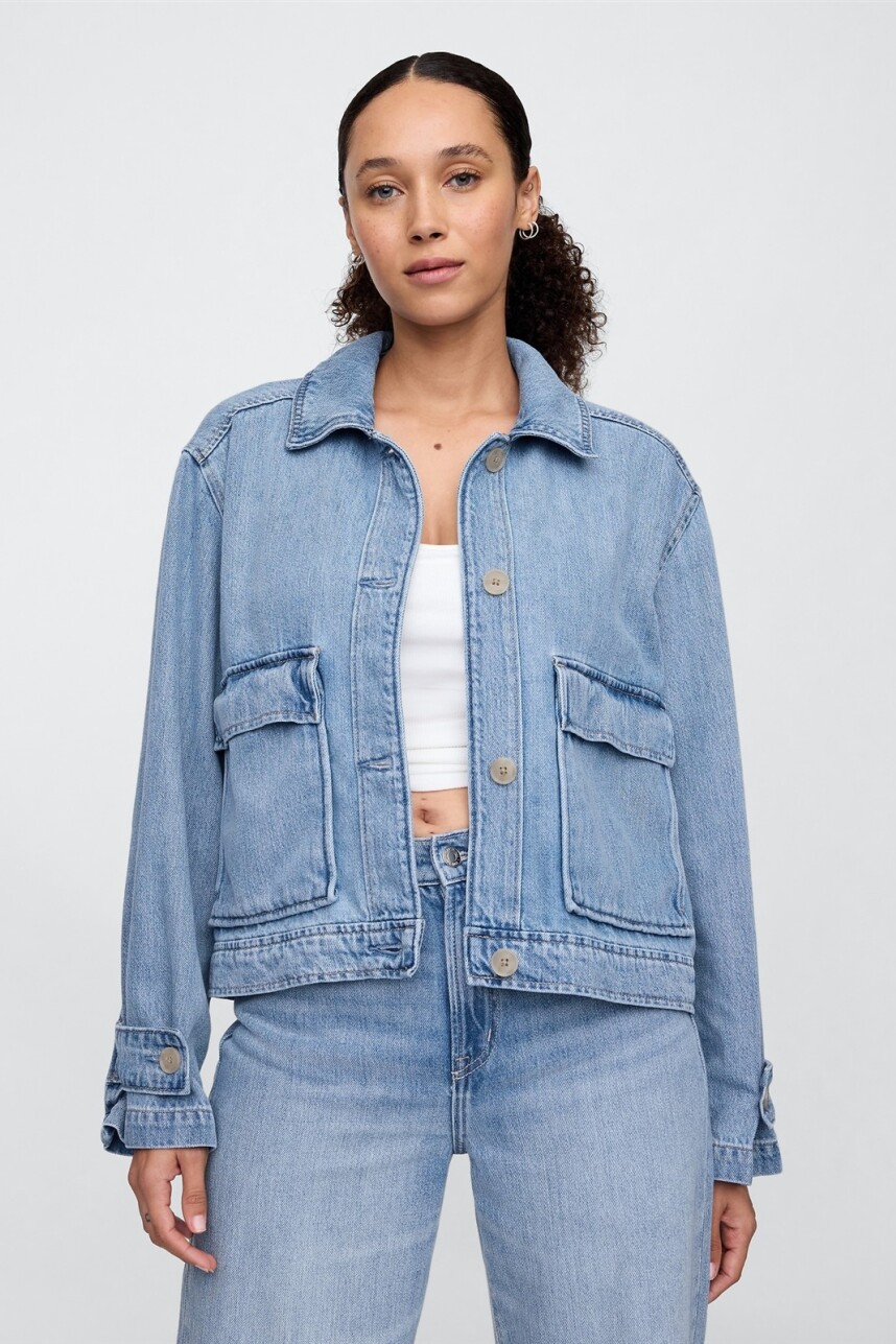 Campera De Jean Utility Mujer Light Wash