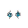 Caravanas Oval-Plata 925-Piedra Aguamarina y zirconia-CA3300 Conpiedra