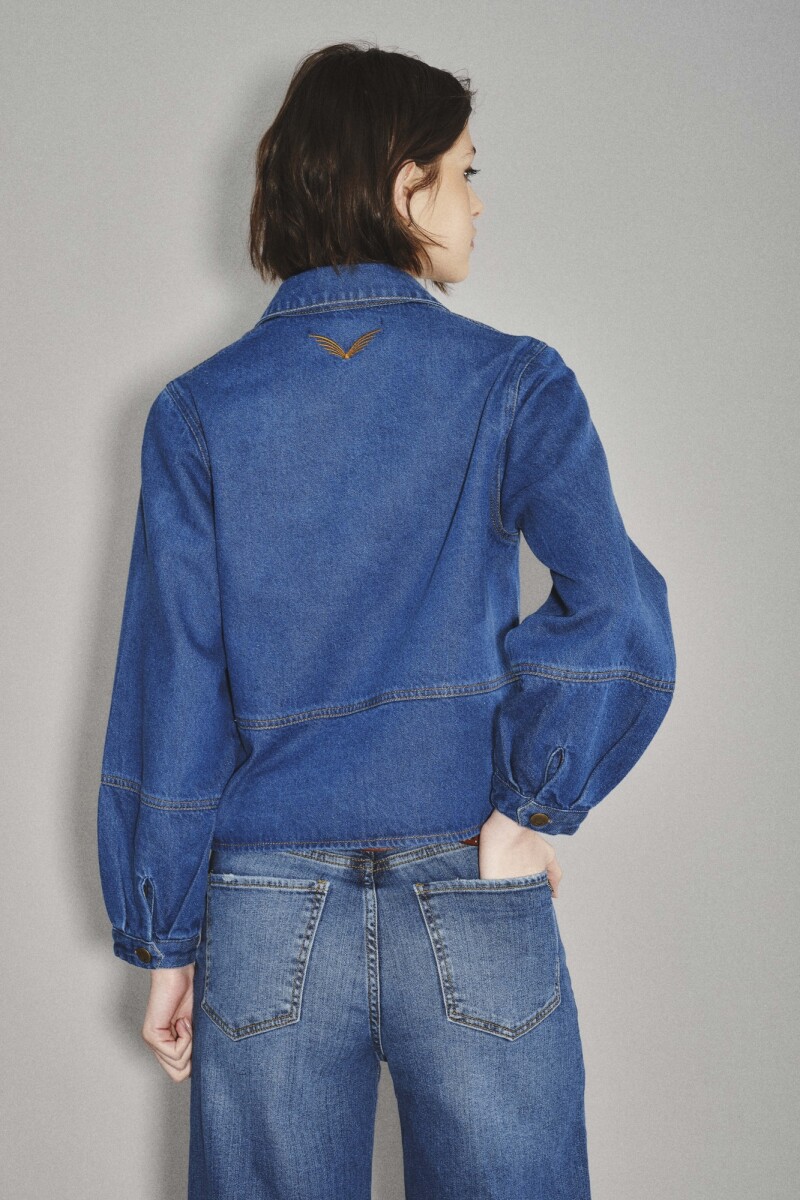 Camisa Austin Crop Denim Azul
