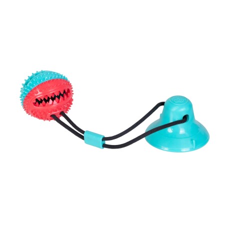 JUGUETE PELOTA LIMPIA DIENTES GOMA MULTICOLOR CON CUERDA C/VENTOSA