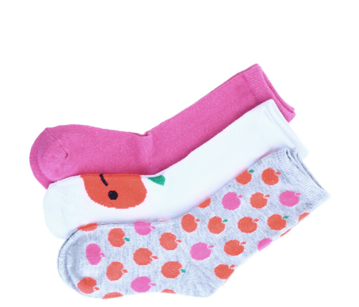 Medias de Niña MINI Miss Carol MEDIA APPLE PACK X3 Blanco / Rosado / Gris