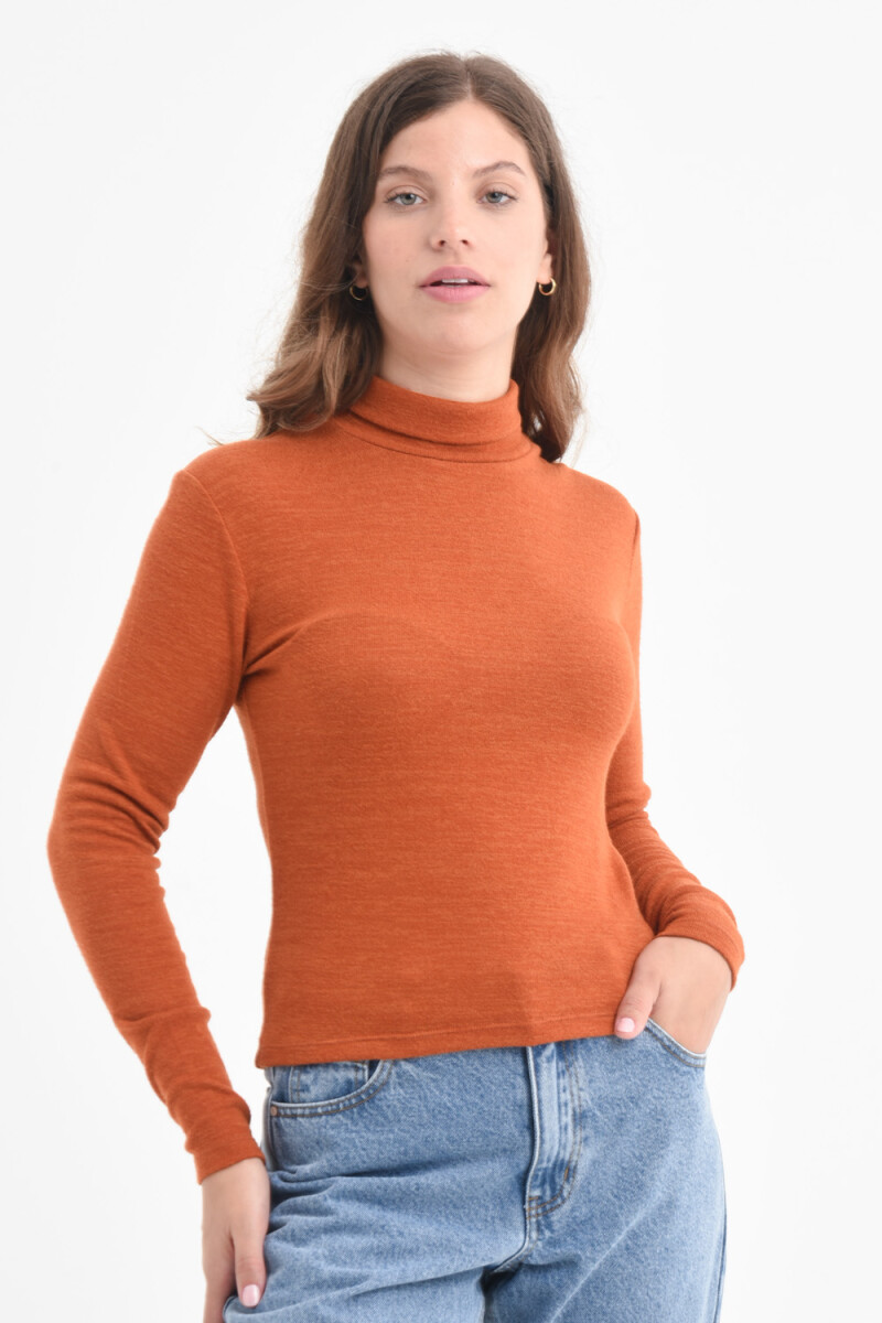 Sweater de punto cuello alto Beige Oxido