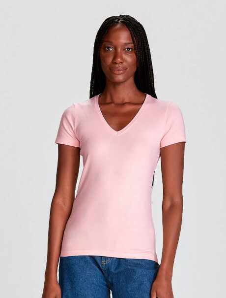 CAMISETA BÁSICA CON ELASTANO ROSA