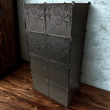 Armario Plastico Lumax 8 Compartimentos Desmontable Negro