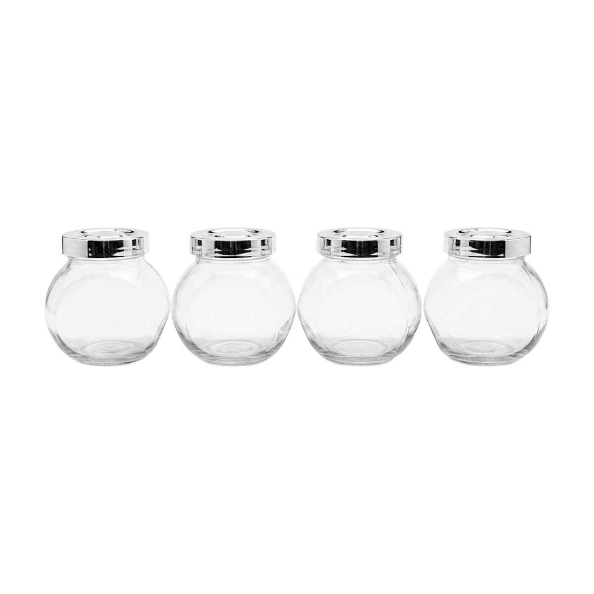 SET FRASCO VIDRIO C/TAPA PLATA 190ML 4PZAS 