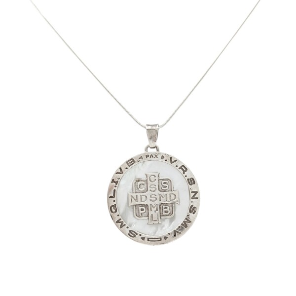 Dije Colgante Cruz de San Benito-Plata 925-Nacar-CP3664 conpiedra