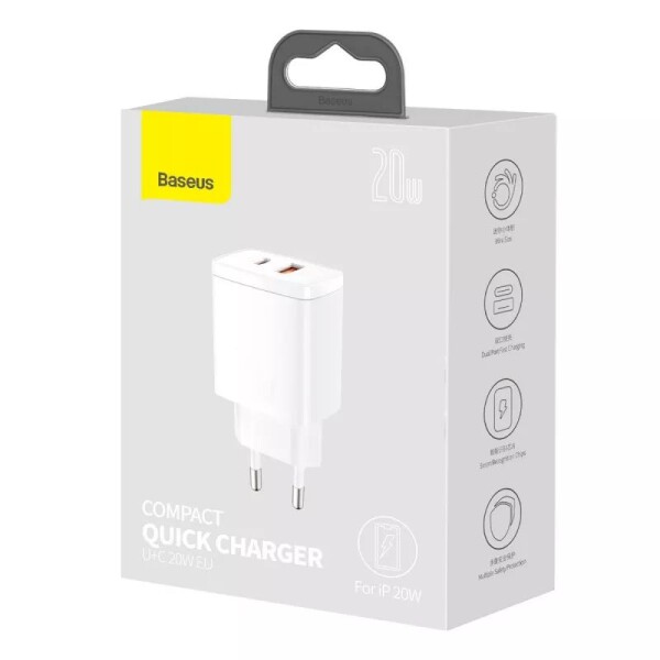 Adaptador De Carga Baseus Comapct 20W USB-A/USB-C CCXJ-B01/02 Adaptador De Carga Baseus Comapct 20W USB-A/USB-C CCXJ-B01/02