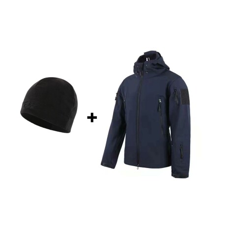 Combo Campera Tácticas Impermeable + Gorro Micro Polar Azul