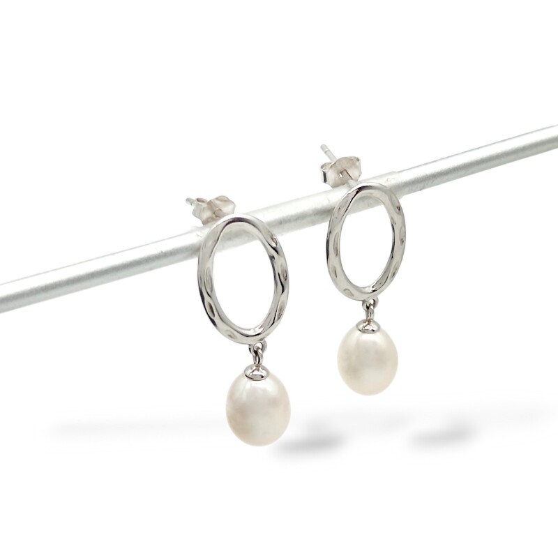 Caravanas Óvalo Perlas-Plata 925-Con Perla-CA3208 Conperla