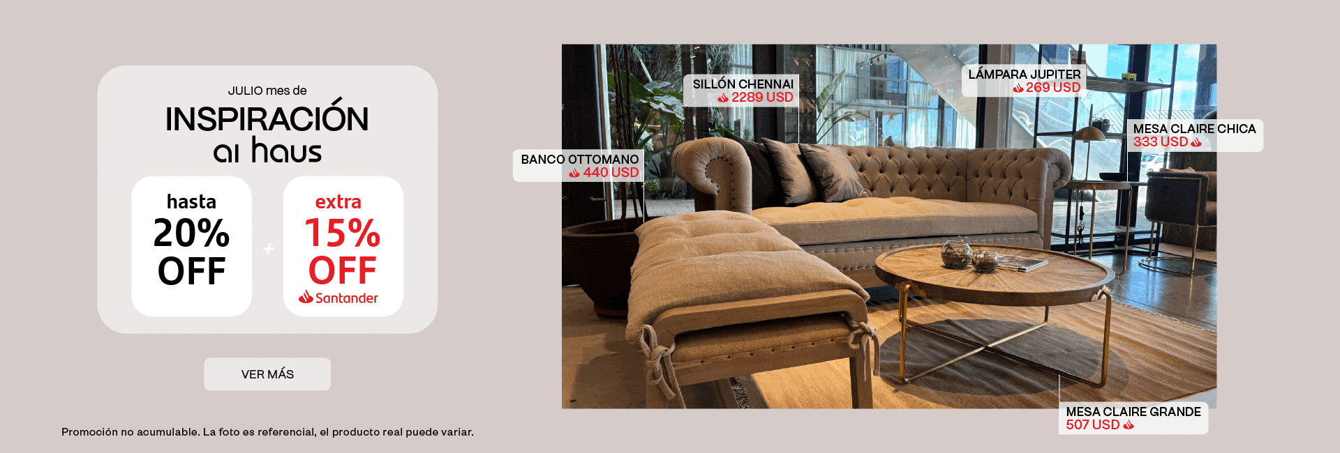 hambientes con precio hasta 20% mas 15% santander