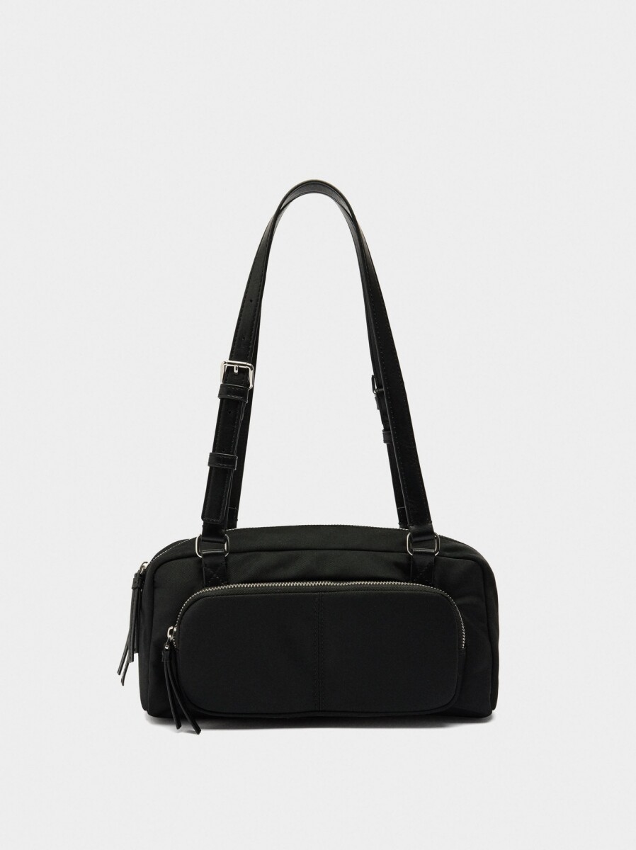 Bolso De Hombro De Nylon - negro 