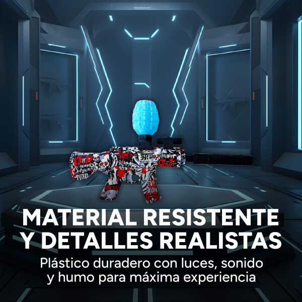 Pistola Hidrogel Ametralladora Lentes Municiones Recargable Color Rojo