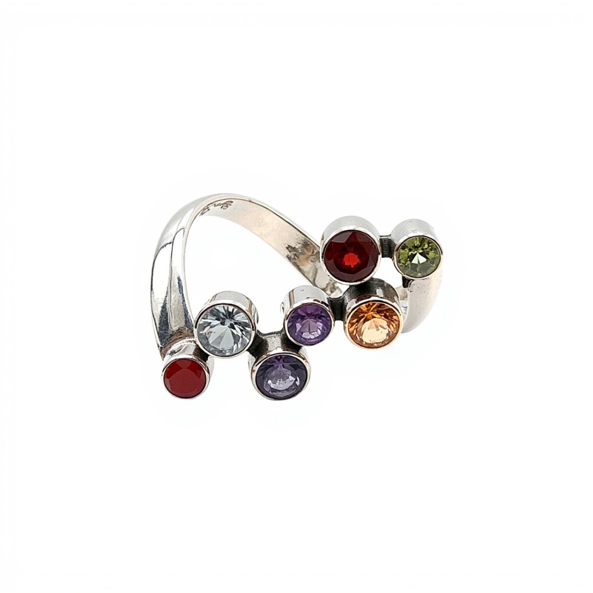 Anillo Chakras en escalón- Plata 925-Piedras varias-AN4550 - sinpiedra 