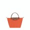 Longchamp -Cartera Longchamp plegable de nylon con cierre y asa corta, Le pliage S Naranja