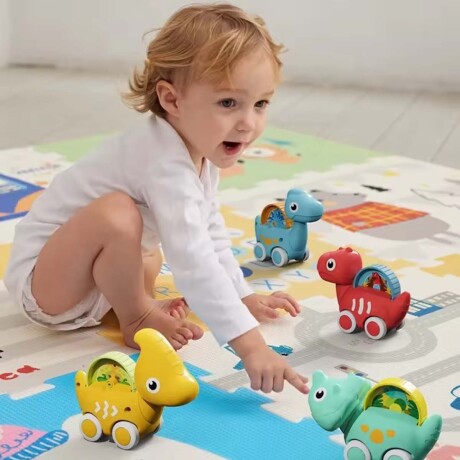 Set 4 Dinocar Auto Dinosaurio + Alfombra Juegos Bebé Huanger Multicolor