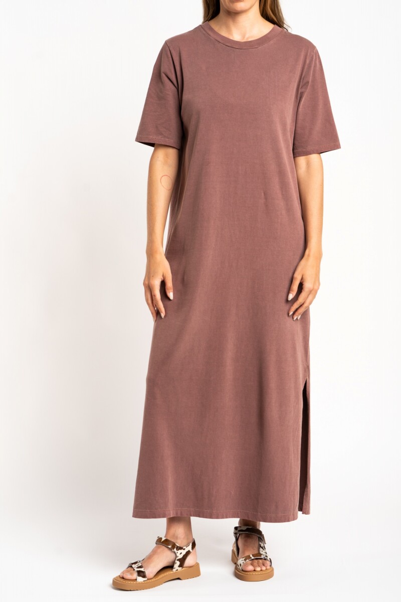 Vestido Algodon Lavado - Marron 