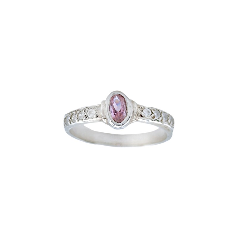 Anillo Halo-Plata 950-Piedra Zirconia rosa y blanca-AN4089 conpiedra
